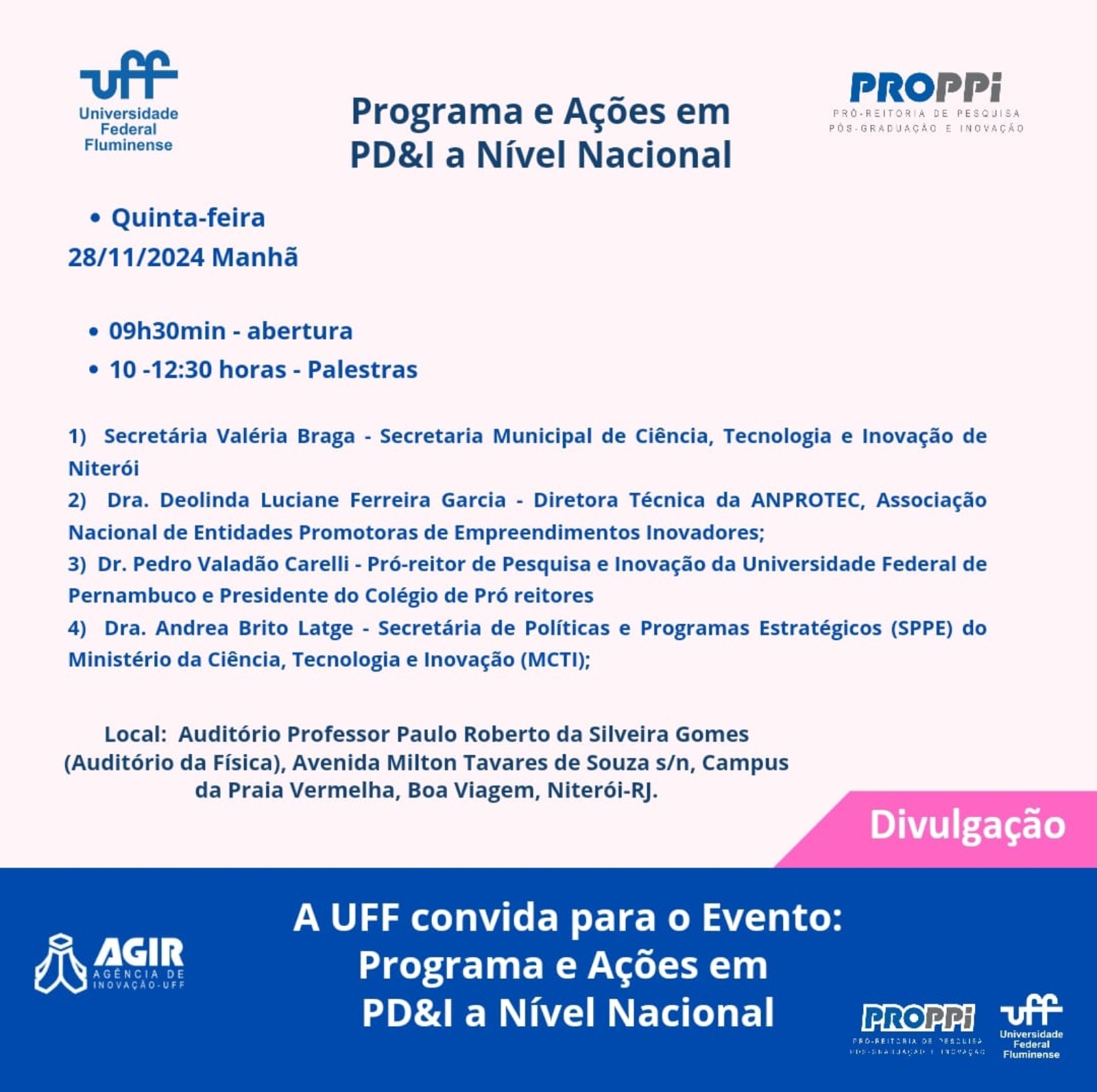 Programa e Ações em PD&I a Nível Nacional