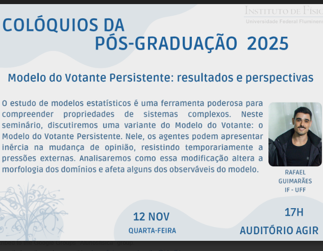 Modelo do Votante Persistente: resultados e perspectivas (12/11)